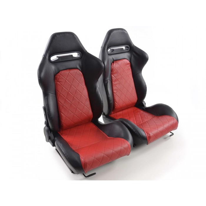 Снимка на Спортни седалки комплект 2 бр. Detroit еко кожа черни/червени / FK Automotive FKRSE011007 за Audi 90 Coupe (89, 8B) 2.3 - 136 коня бензин