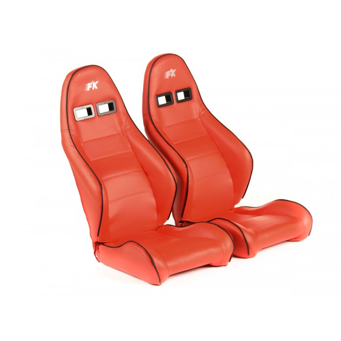 Снимка на Спортни седалки комплект 2 бр. Dortmund еко кожа червени бели FK Automotive FKRSE17083 за Fiat Uno (146 A,E) 1.2 - 65 коня бензин