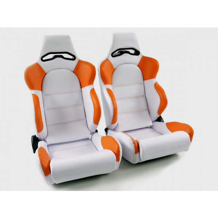 Оценка и мнение за Спортни седалки комплект 2 бр. Edition 1 еко кожа бели/оранжеви FK Automotive DP001