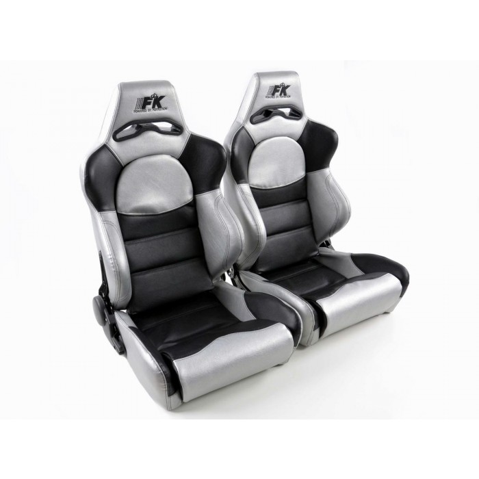 Оценка и мнение за Спортни седалки комплект 2 бр. Edition 1 еко кожа черни/сребърни FK Automotive FKRSE010013
