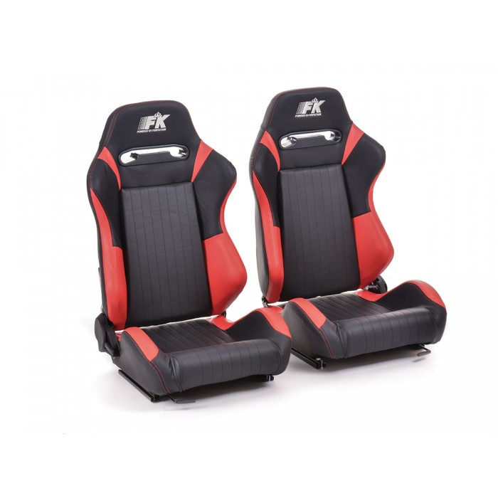 Снимка на Спортни седалки комплект 2 бр. Frankfurt еко кожа черни/червени FK Automotive FKRSE17011 за BMW 1 F21 120 i - 184 коня бензин