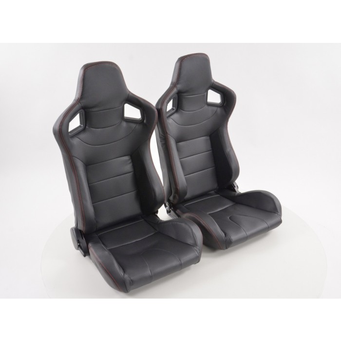 Снимка на Спортни седалки комплект 2 бр. Halbschalensitz Carbon еко кожа черни FK Automotive FKRSE14909 за Peugeot Partner Combispace (5F) 1.4 - 73 коня бензин