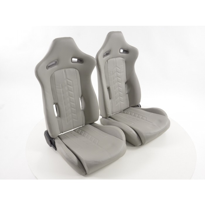 Снимка на Спортни седалки комплект 2 бр. Halbschalensitz еко кожа сиви шев черни FK Automotive FKRSE14051