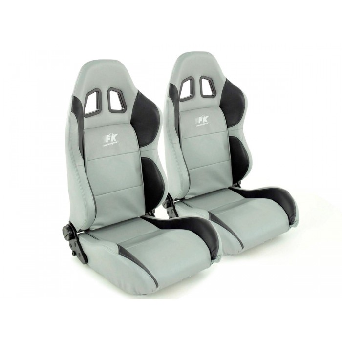 Оценка и мнение за Спортни седалки комплект 2 бр. Houston еко кожа сиви/черни шев сиви FK Automotive FKRSE010049