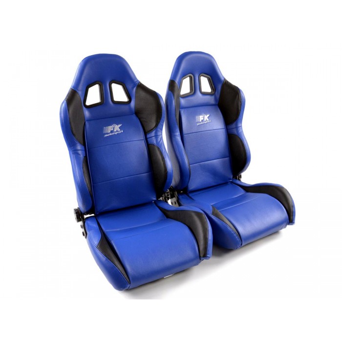 Снимка на Спортни седалки комплект 2 бр. Houston еко кожа сини/черни шев сини FK Automotive FKRSE010047 за камион MAN TGA 50.430 - 430 коня дизел