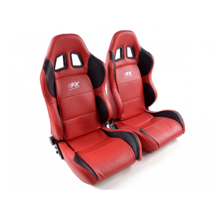 Снимка на Спортни седалки комплект 2 бр. Houston еко кожа червени /черни шев червени / FK Automotive FKRSE010053 за Mazda 929 Saloon (HD) 3.0 - 167 коня бензин