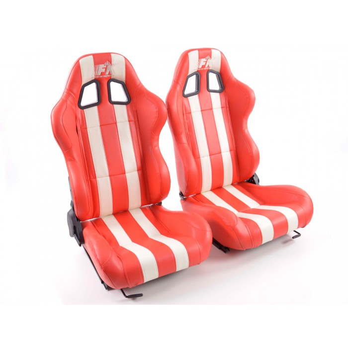 Оценка и мнение за Спортни седалки комплект 2 бр. Indianapolis еко кожа червени //бели FK Automotive FKRSE010187