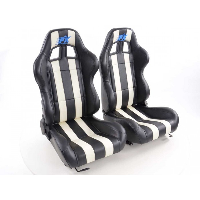Оценка и мнение за Спортни седалки комплект 2 бр. Indianapolis еко кожа черни/бели FK Automotive FKRSE010181