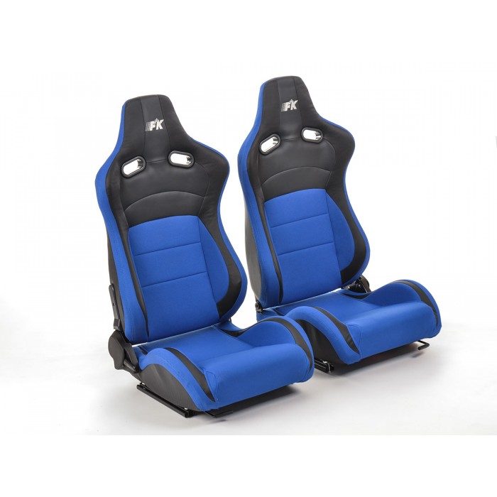 Снимка на Спортни седалки комплект 2 бр. Köln еко кожа/текстил черни/сини FK Automotive FKRSE17051 за BMW 1 F21 120 i - 184 коня бензин