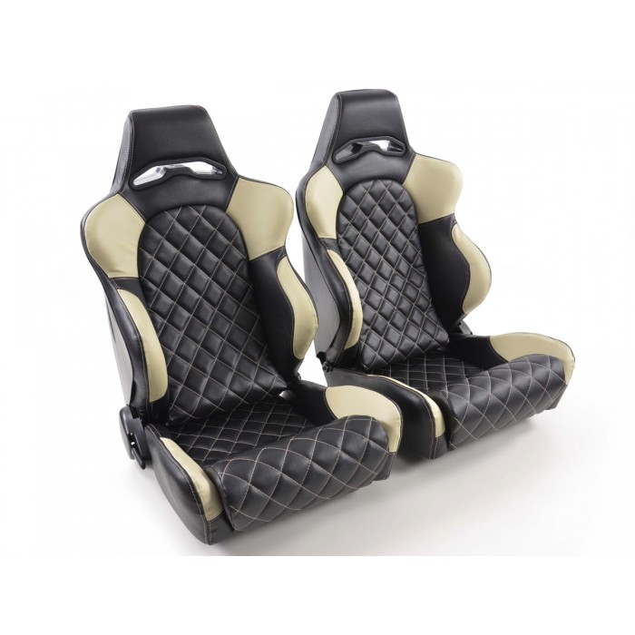 Оценка и мнение за Спортни седалки комплект 2 бр. Las Vegas еко кожа черни/бежови back made of GFK FK Automotive FKRSE011035