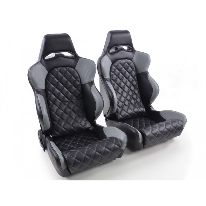 Оценка и мнение за Спортни седалки комплект 2 бр. Las Vegas еко кожа черни/сиви back made of GFK FK Automotive FKRSE011033