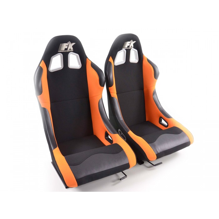 Снимка на Спортни седалки комплект 2 бр. Los Angeles черни/оранжеви FK Automotive FKRSE010177 за Nissan Skyline (R30) 2.0 D - 75 коня 