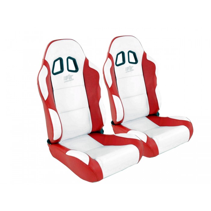 Оценка и мнение за Спортни седалки комплект 2 бр. Miami еко кожа бели/червени / FK Automotive FKRSE010067