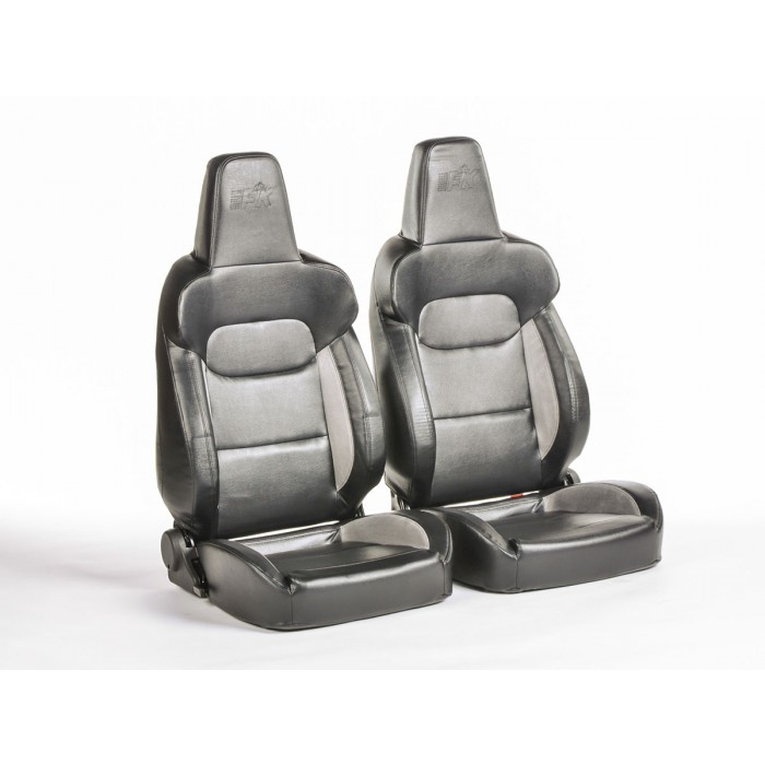 Оценка и мнение за Спортни седалки комплект 2 бр. München еко кожа черни/сиви FK Automotive FKRSE18045