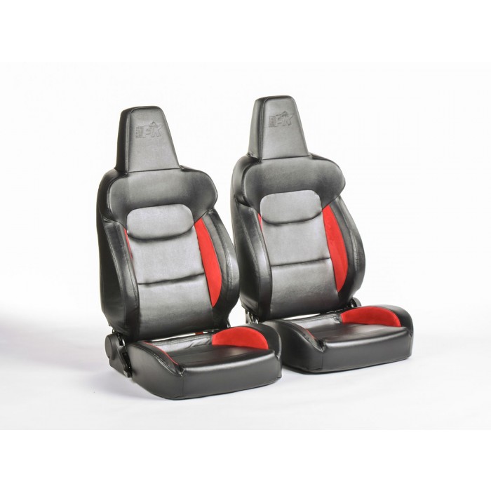 Снимка на Спортни седалки комплект 2 бр. München еко кожа черни/червени FK Automotive FKRSE18047 за BMW 1 F21 120 i - 184 коня бензин