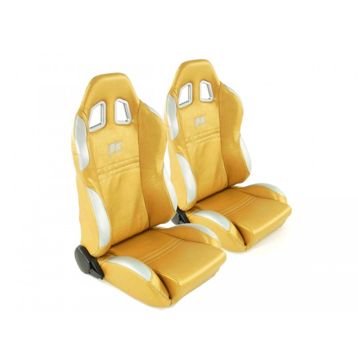 Снимка на Спортни седалки комплект 2 бр. New York златни/сребърни шев сребърни FK Automotive FKRSE010033 за Citroen Jumper BUS 2.2 BlueHDi 120 - 120 коня дизел