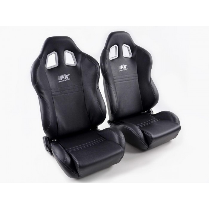 Снимка на Спортни седалки комплект 2 бр. New York черни шев сиви FK Automotive FKRSE010021 за Peugeot 104 1.2 - 57 коня бензин