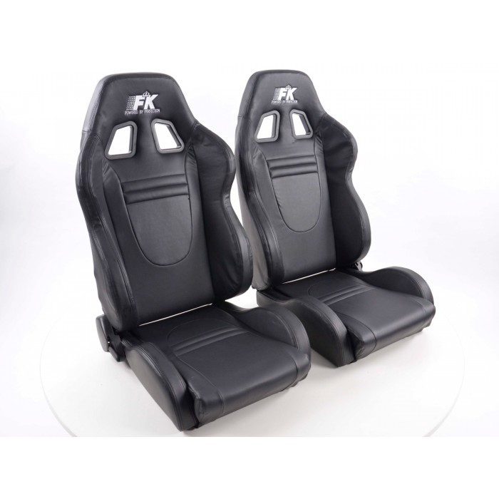 Оценка и мнение за Спортни седалки комплект 2 бр. Racecar еко кожа черни FK Automotive FKRSE601/603