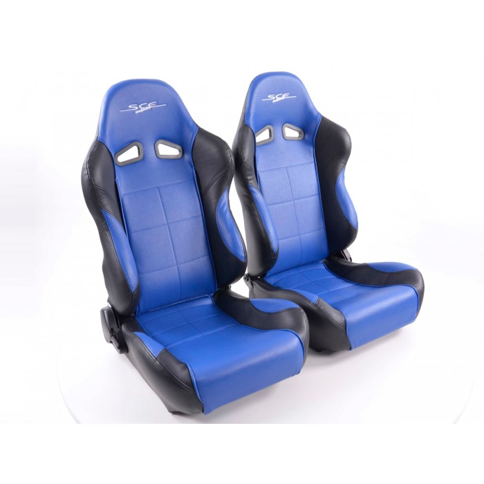 Снимка на Спортни седалки комплект 2 бр. SCE-Sportive 1 еко кожа сини/черни FK Automotive SCERSE105/106 за Porsche 912 1.6 - 90 коня бензин