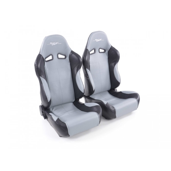Оценка и мнение за Спортни седалки комплект 2 бр. SCE-Sportive 2 еко кожа сиви/черни FK Automotive SCERSE111-112