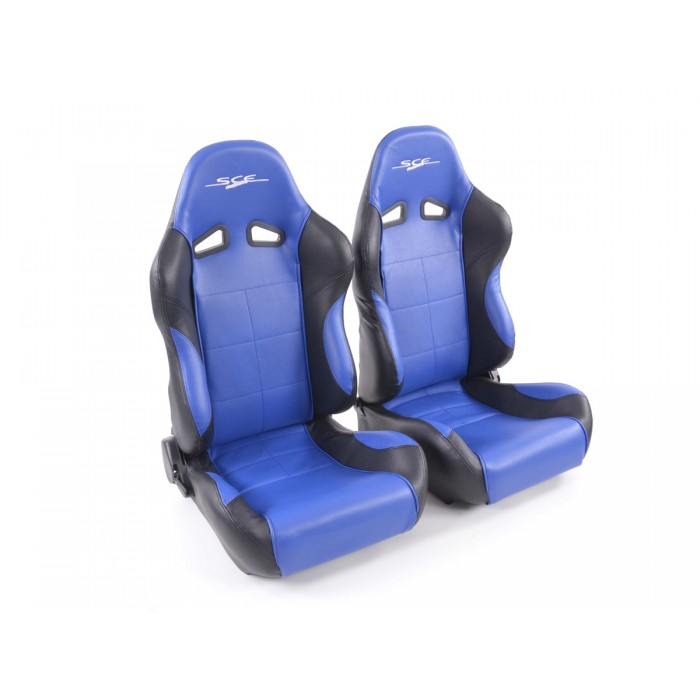 Оценка и мнение за Спортни седалки комплект 2 бр. SCE-Sportive 2 еко кожа сини/черни FK Automotive SCERSE115-116