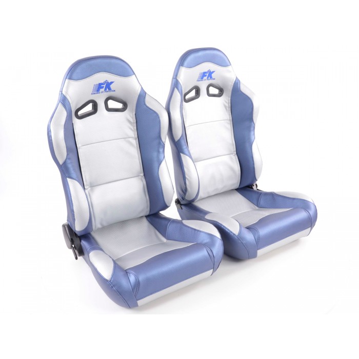 Снимка на Спортни седалки комплект 2 бр. Spacelook Carbon еко кожа сиви/сини FK Automotive FKRSE801/802 за Kia K2500 Platform (SD) 2.5 CRDi - 131 коня дизел