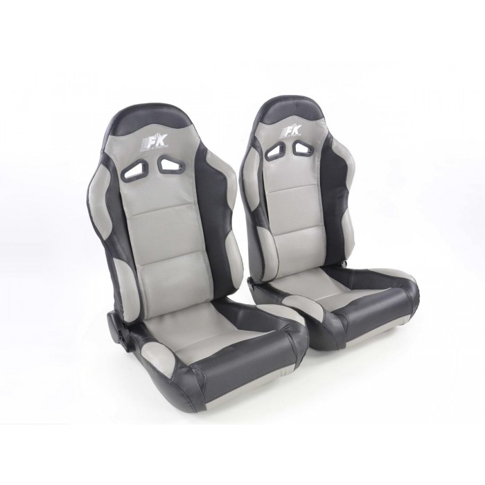 Оценка и мнение за Спортни седалки комплект 2 бр. Spacelook Carbon еко кожа сиви/черни FK Automotive FKRSE805/806