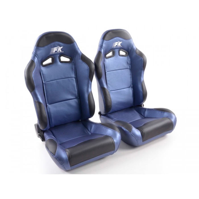Оценка и мнение за Спортни седалки комплект 2 бр. Spacelook Carbon еко кожа сини FK Automotive FKRSE803/804