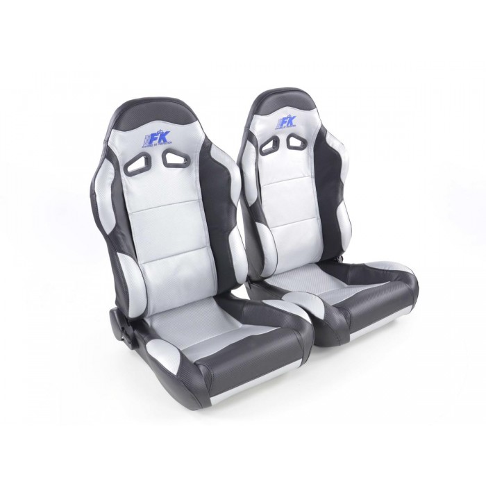 Оценка и мнение за Спортни седалки комплект 2 бр. Spacelook Carbon еко кожа сребърни/черни FK Automotive FKRSE823/824