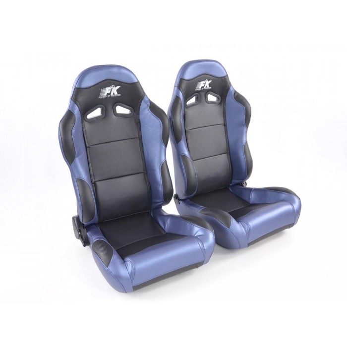 Оценка и мнение за Спортни седалки комплект 2 бр. Spacelook Carbon еко кожа черни/сини FK Automotive FKRSE809/810