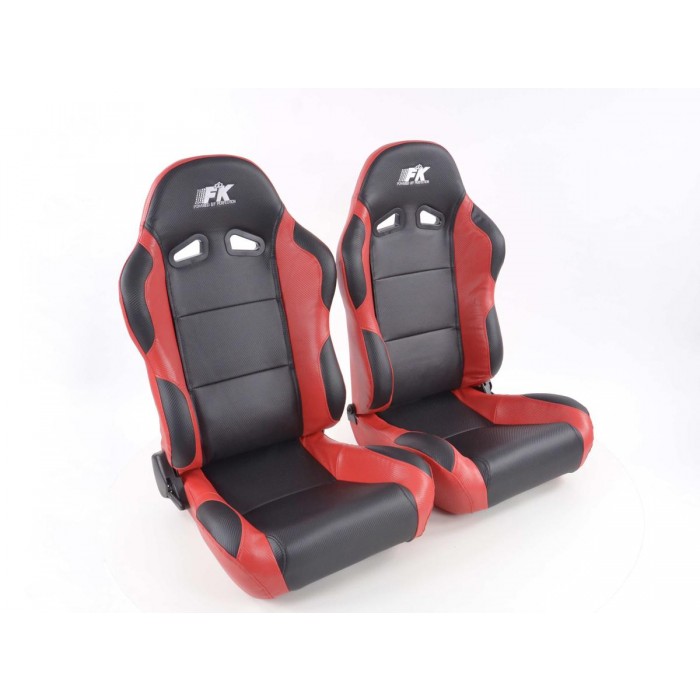 Снимка на Спортни седалки комплект 2 бр. Spacelook Carbon еко кожа черни/червени / FK Automotive FKRSE807/808 за камион MAN E 2000 19.293 - 290 коня дизел