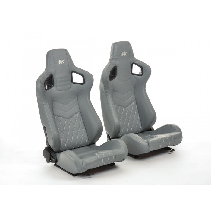 Оценка и мнение за Спортни седалки комплект 2 бр. Stuttgart еко кожа сиви/сребърни FK Automotive FKRSE17035