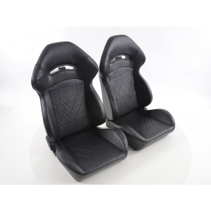 Снимка на Спортни седалки комплект 2 бр. еко кожа черни с подгряване FK Automotive FKRSE14043-H за камион MAN E 2000 26.273 - 269 коня дизел